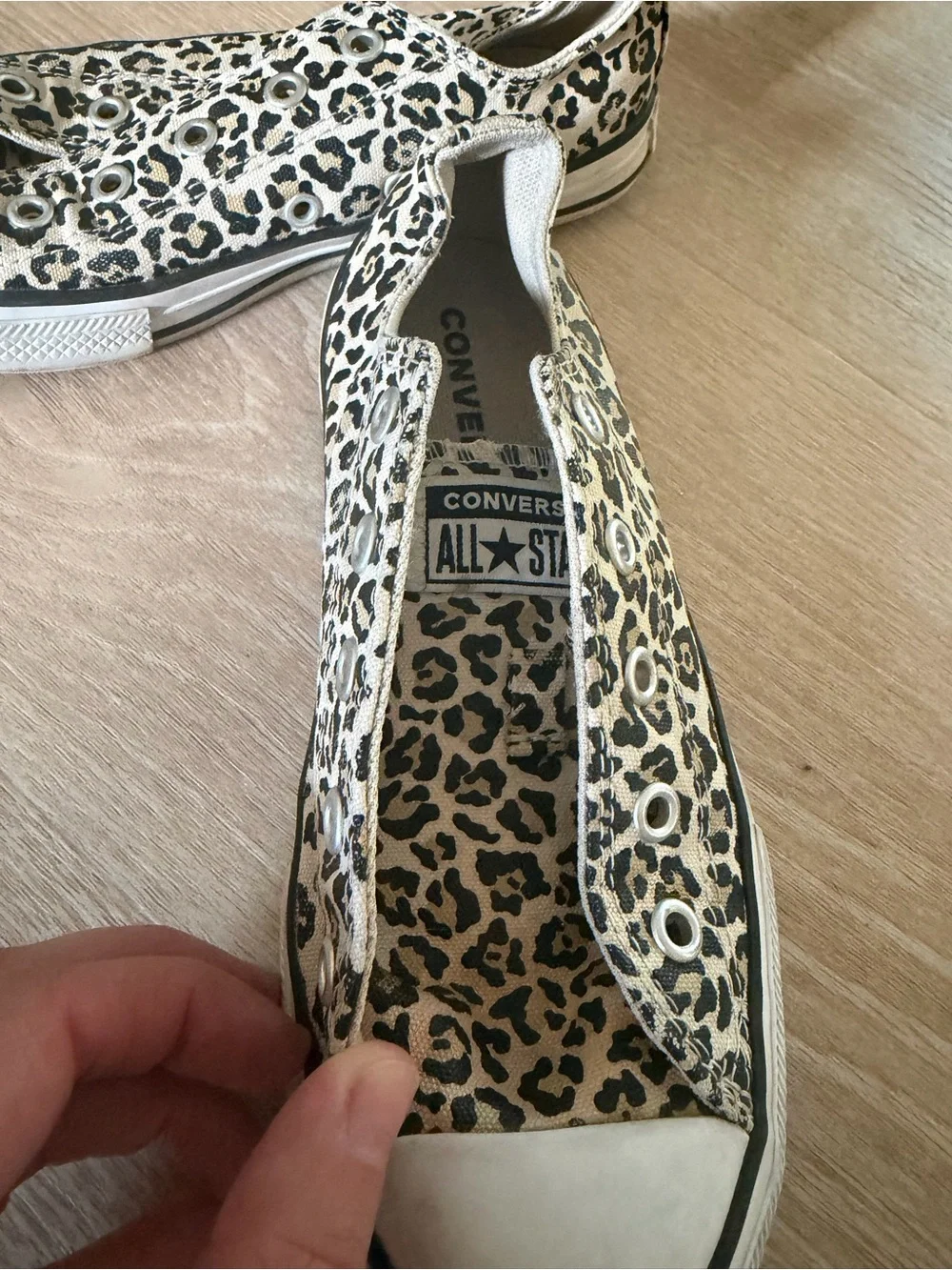 Converse Kids Leopard Print Slip-On Sneakers - Beige/Black